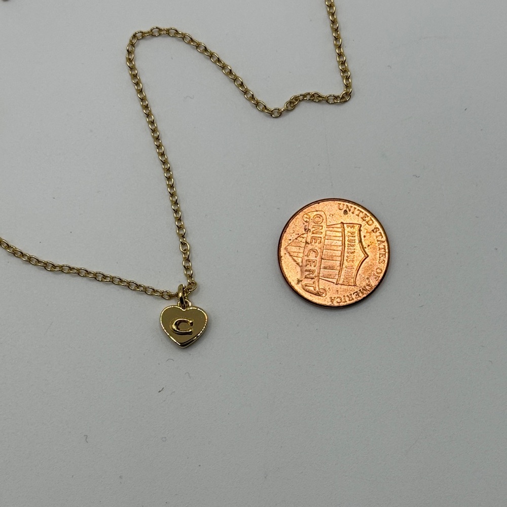 NWT COACH Gold Heart Reversible Charm Necklace - Picture 7 of 15